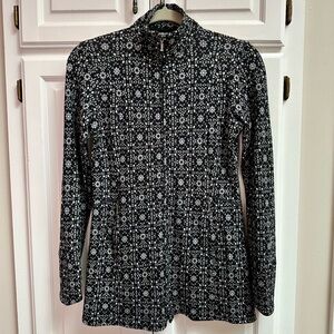 Ibex Juliette Zip Tunic Jacket 100% Merino Wool Black & White Size XS-- travel !